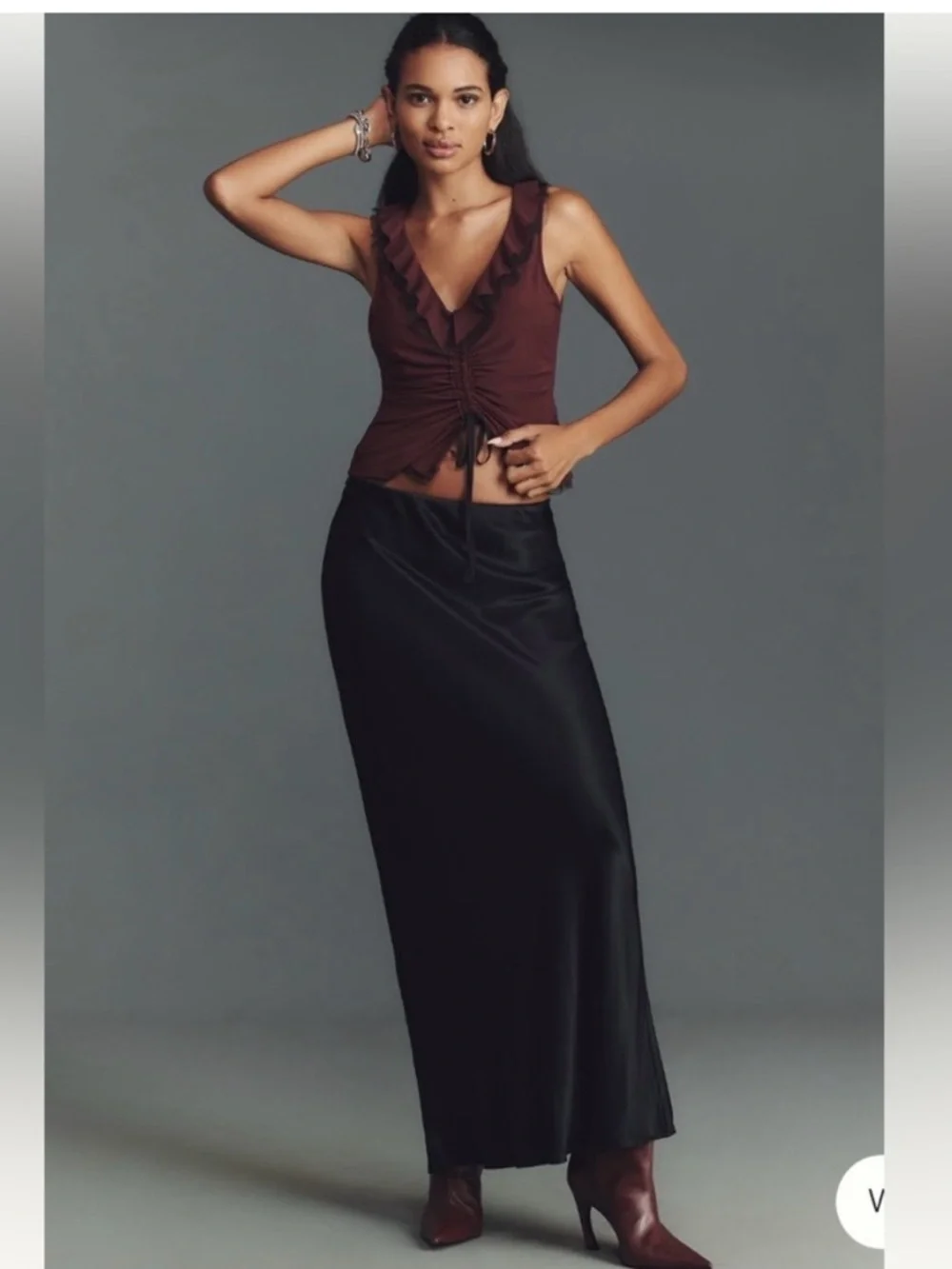 Anthropologie Tilda Maxi Slip Skirt NWT | black | Petite Small